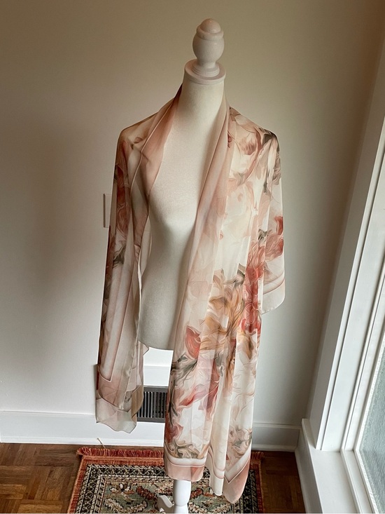 Milenda Accessories - Milenda Abstract Floral Silky Oblong Scarf Wrap Retro Cottage Glamour 76" x 28"